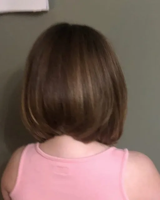 Rounded brunette bob from behind