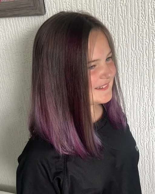 Purple colour through the ends